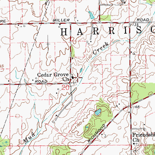 Topographic Map of Cedar Grove Church of the Brethren, OH
