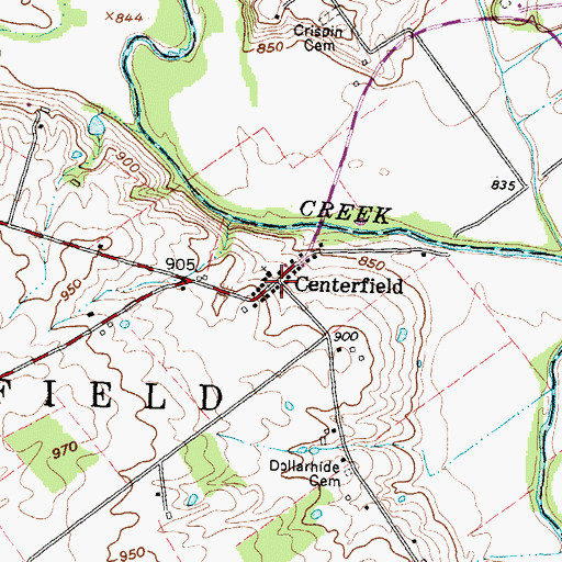 Topographic Map of Centerfield, OH