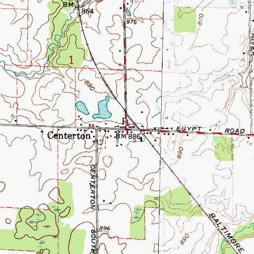 Topographic Map of Centerton, OH