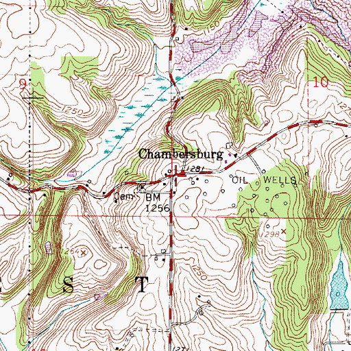 Topographic Map of Chambersburg, OH