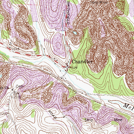 Topographic Map of Chandler, OH
