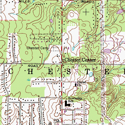 Topographic Map of Chester Center, OH