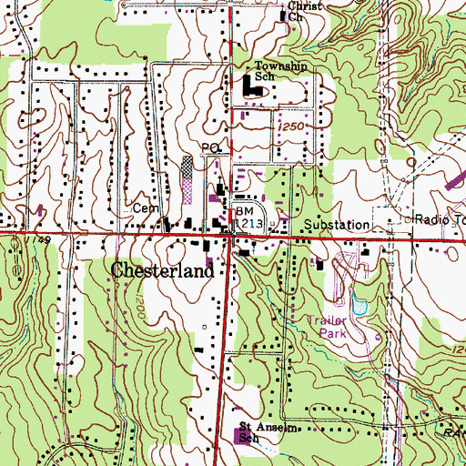 Topographic Map of Chesterland, OH