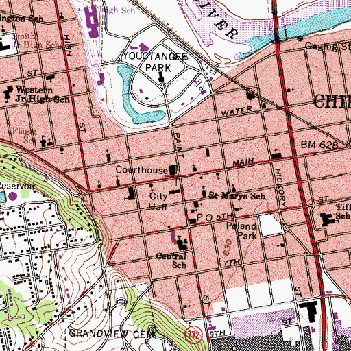 Topographic Map of Chillicothe, OH