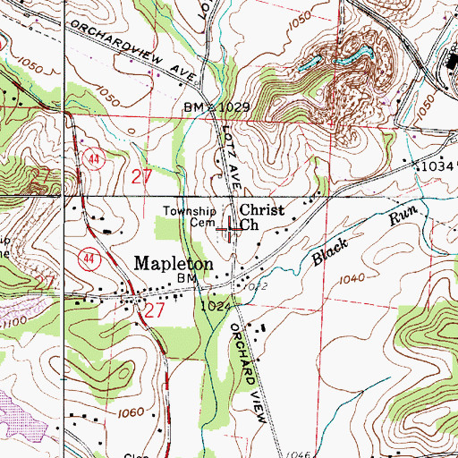 Topographic Map of Christ Evangelical Lutheran Church, OH