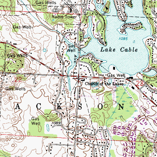 Topographic Map of Church of the Lakes, OH