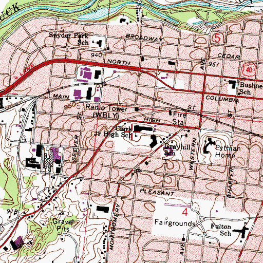 Topographic Map of Clark Middle School, OH