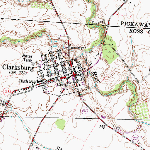 Topographic Map of Clarksburg, OH