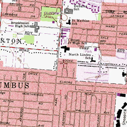 Topographic Map of Clinton Junior High School, OH