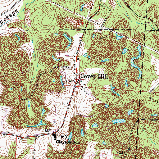 Topographic Map of Clover Hill, OH