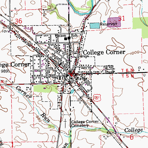 Topographic Map of College Corner, OH