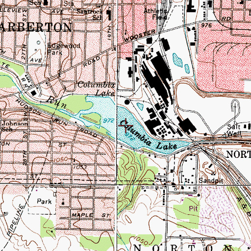 Topographic Map of Columbia Lake, OH