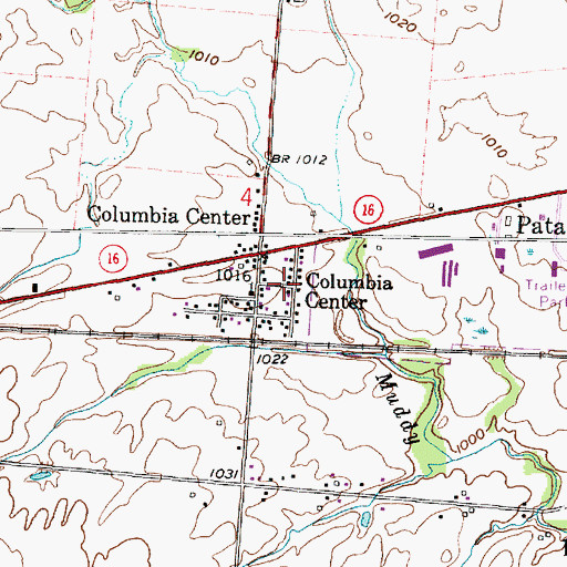 Topographic Map of Columbia Center, OH
