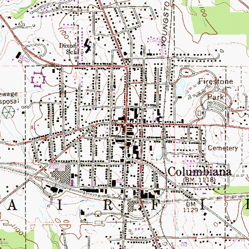 Topographic Map of Columbiana, OH