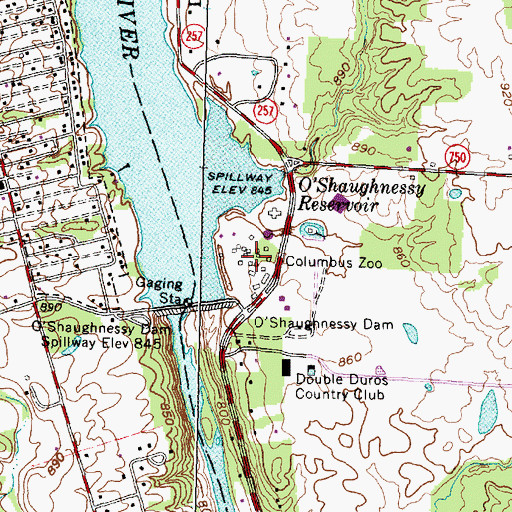 Topographic Map of Columbus Zoo, OH