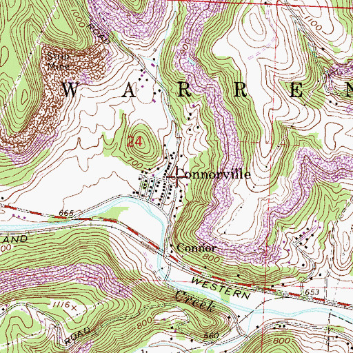 Topographic Map of Connorville, OH