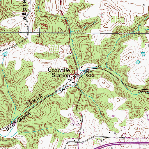 Topographic Map of Coolville Station, OH