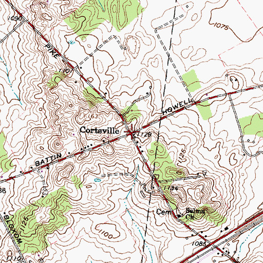 Topographic Map of Cortsville, OH