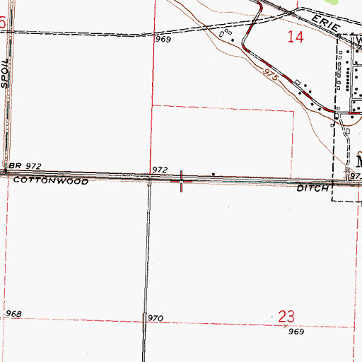 Topographic Map of Cottonwood Ditch, OH