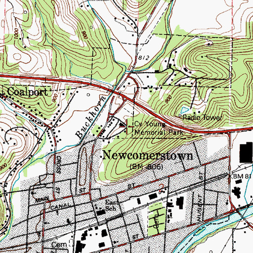 Topographic Map of Cy Young Memorial Park, OH