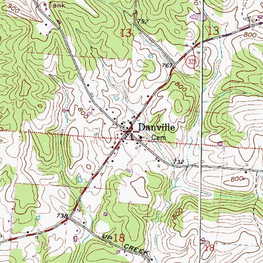 Topographic Map of Danville, OH
