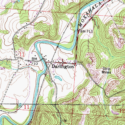 Topographic Map of Darlington, OH