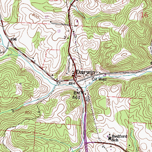 Topographic Map of Darwin, OH