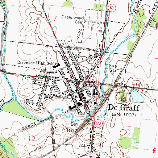 Topographic Map of De Graff, OH