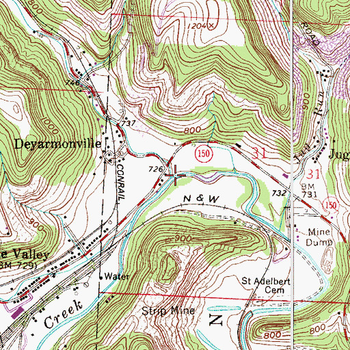Topographic Map of Dry Fork, OH