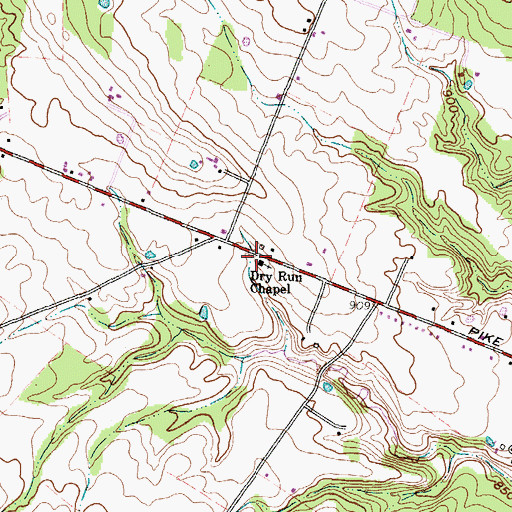 Topographic Map of Dry Run Chapel, OH