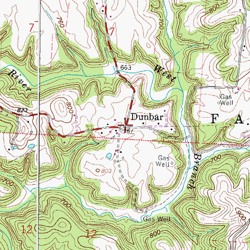 Topographic Map of Dunbar, OH