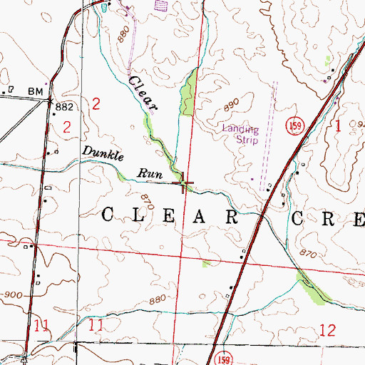 Topographic Map of Dunkle Run, OH