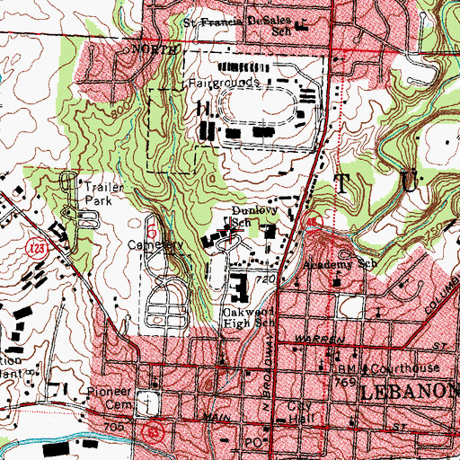 Topographic Map of Francis Dunlavy Elementary School, OH