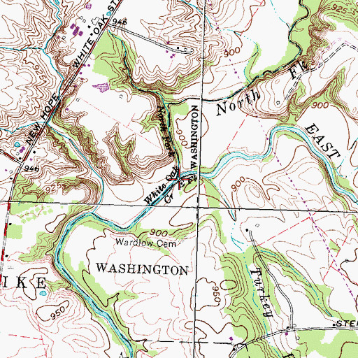Topographic Map of East Fork White Oak Creek, OH