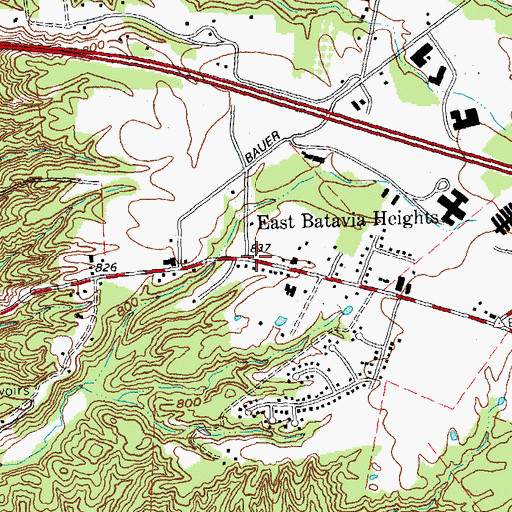 Topographic Map of East Batavia Heights, OH