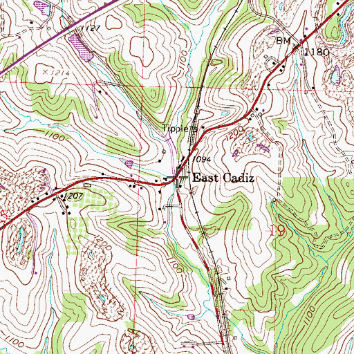 Topographic Map of East Cadiz, OH
