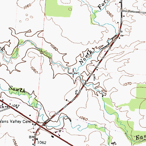Topographic Map of East Fork Rattlesnake Creek, OH