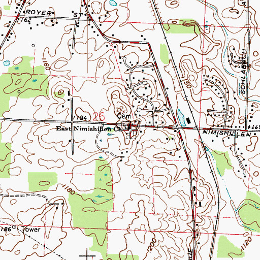 Topographic Map of East Nimishillen Church, OH