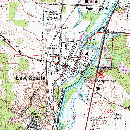 Topographic Map of East Sparta, OH