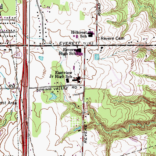 Topographic Map of Revere Middle School, OH
