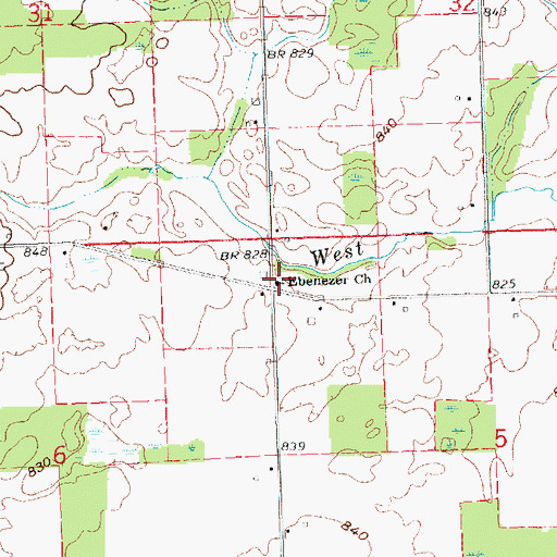 Topographic Map of Ebenezer Church, OH