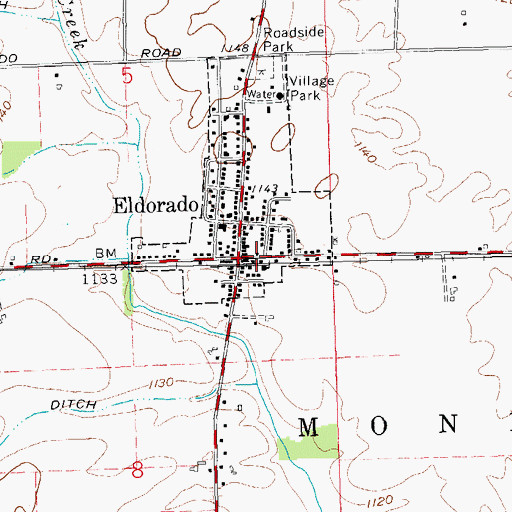 Topographic Map of Eldorado, OH