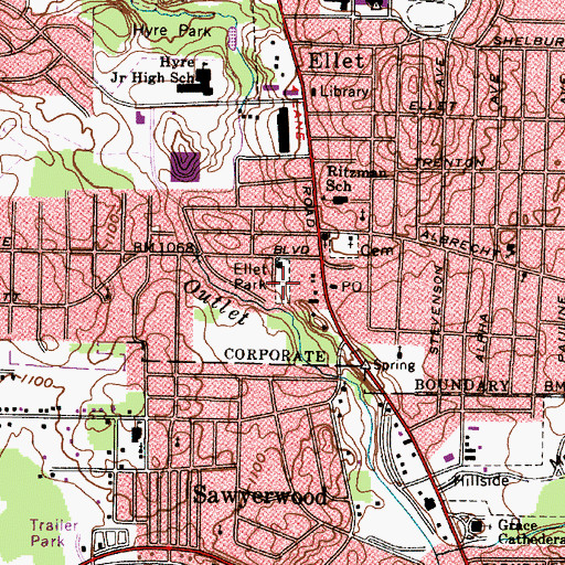 Topographic Map of Ellet Park, OH