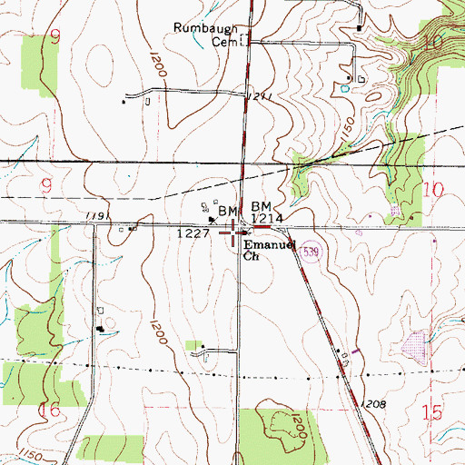 Topographic Map of Emanuel United Church of Christ, OH