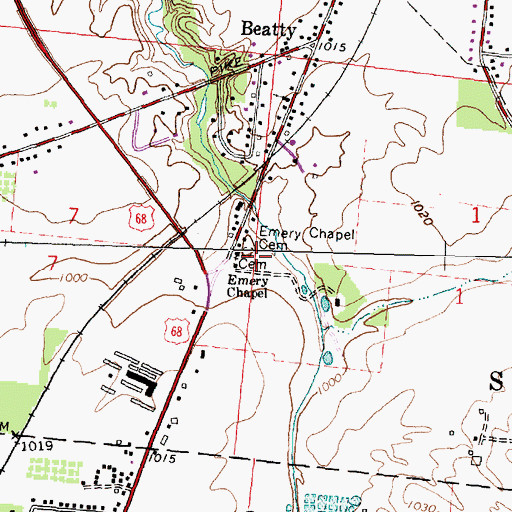 Topographic Map of Emery Chapel United Methodist Church, OH
