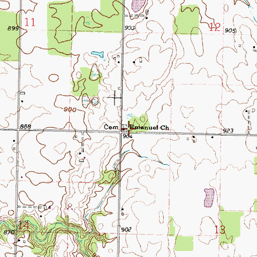 Topographic Map of Emmanuel Church, OH