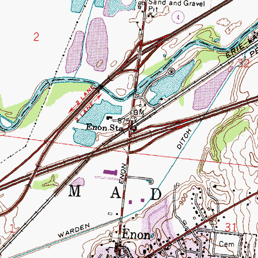 Topographic Map of Enon Station, OH
