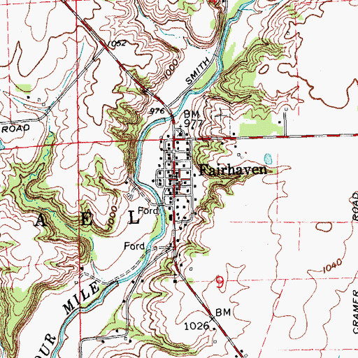 Topographic Map of Fairhaven, OH