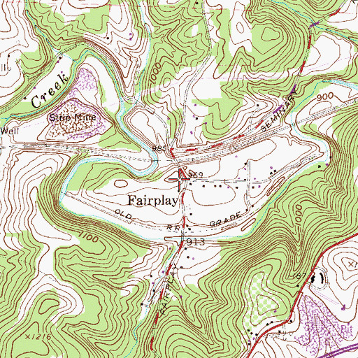 Topographic Map of Fairplay, OH