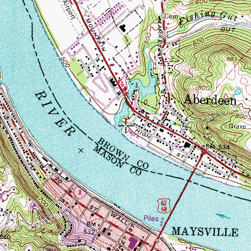 Topographic Map of Fishing Gut Creek, OH